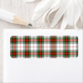 Étiquette Stuart / Stewart tartan blanc rouge vert plaid (En situation)