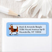 Étiquette Studio Beagle de couleur bleu (En situation)