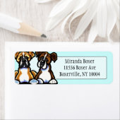 Étiquette Studio Boxer Fawn et Brindle Aqua (En situation)