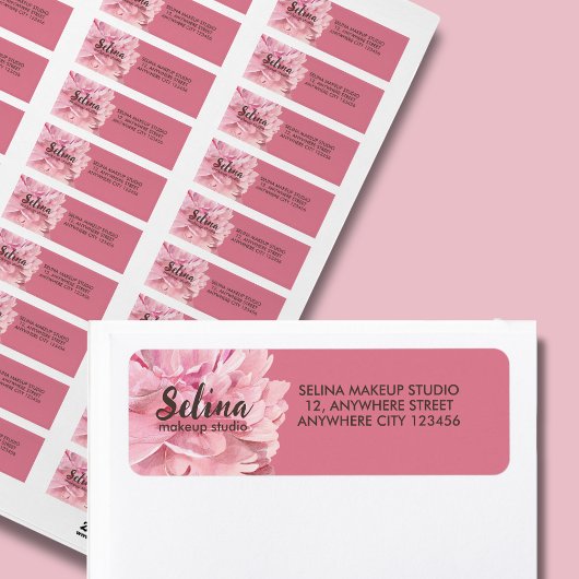 Étiquette Studio De Maquillage Floral Rose Pink Crème Élégan