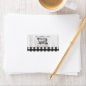 Étiquette Style agricole Buffle noir blanc Plaid Bois La (En situation)