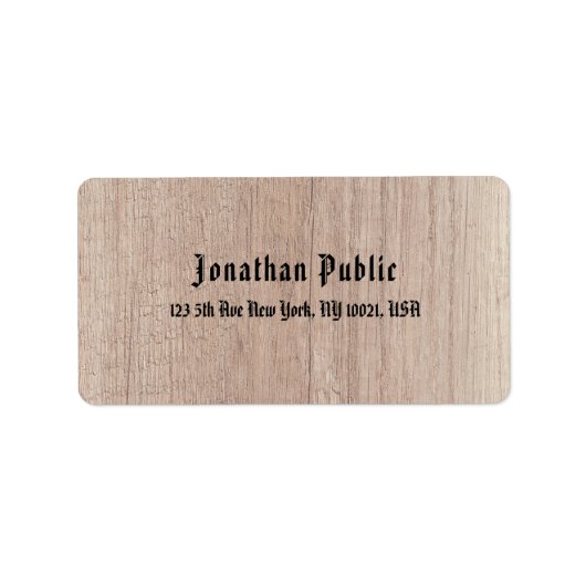 Étiquette Style ancien Texte Brown Bois de bois Look Script (Devant)