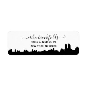 Étiquette Style Black White New York Adresse de retour