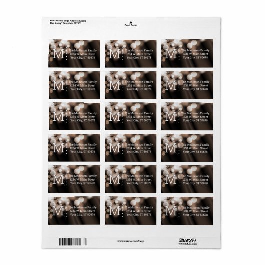 Étiquette Style Bokeh Abstrait (Feuille entière)