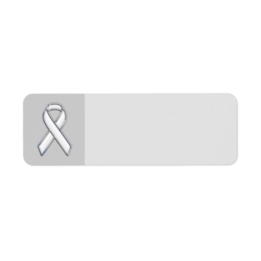 Étiquette Style Chrome White Ribbon Sensibilisation (Devant)