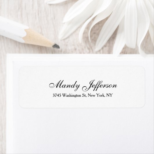 Étiquette Style Classique Script Créatif Blanc Noir (En situation)