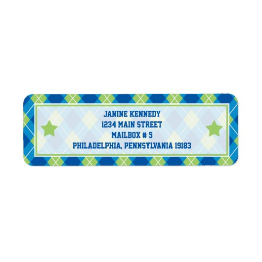 Étiquette Style collégial Jacquard bleu et vert (Devant)