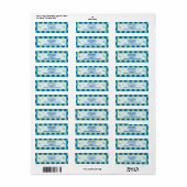 Étiquette Style collégial Jacquard bleu et vert (Feuille entière)