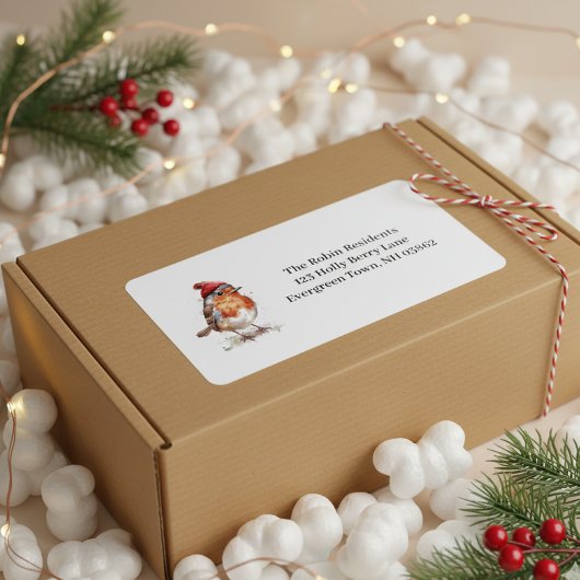 Étiquette Style de courrier de Noël traditionnel Robin