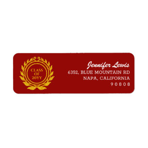 Étiquette Style d'Emblème de texte personnalisé Rouge Gold A