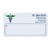 Étiquette Style Médicale Caduceus Green Wings Cross Blue (Devant)