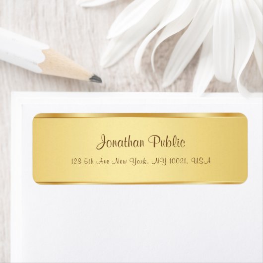 Étiquette Style moderne Calligraphé Nom de script Texte Or (En situation)