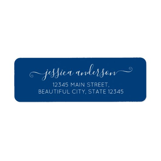 Étiquette Style moderne de calligraphie Script tendance Navy (Devant)
