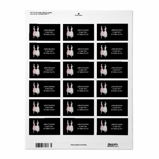 Étiquette Style noir rose et blanc (Feuille entière)