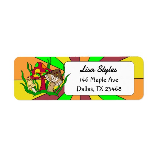 Étiquette Style Pop Art Retro Champignons (Devant)