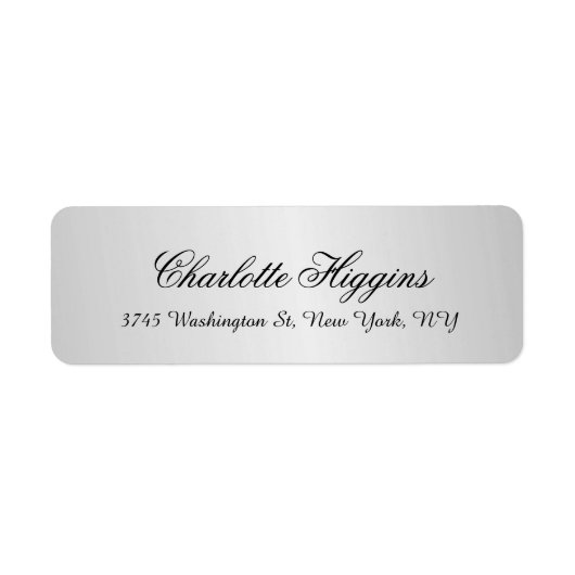 Étiquette Style Silver Grey Plain Élégant Script unique (Devant)