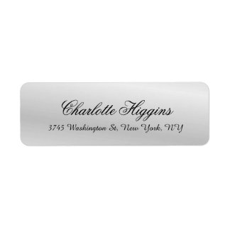 Étiquette Style Silver Grey Plain Élégant Script unique