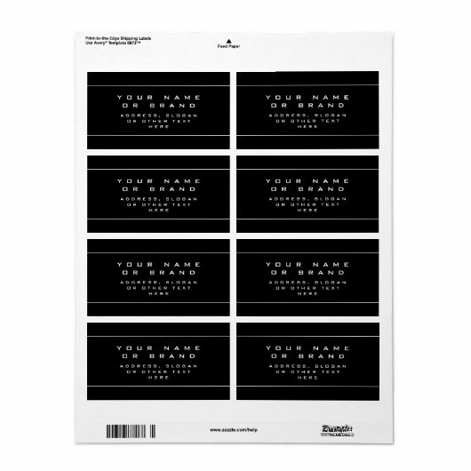 Étiquette Style unique noir et blanc (Feuille entière)