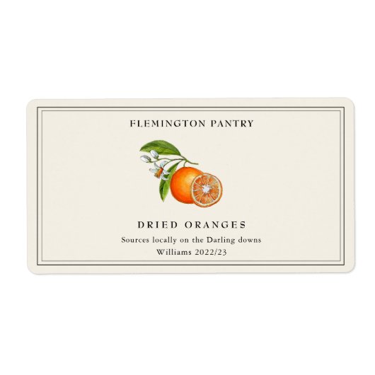 Étiquette Style vintage Oranges séchées rectangulaire blanc (Devant)