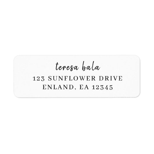 Étiquette Stylish Minimal White Script Design (Devant)