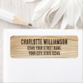 Étiquette Stylish Rustic Woodgrain Brown Adresse de retour (En situation)