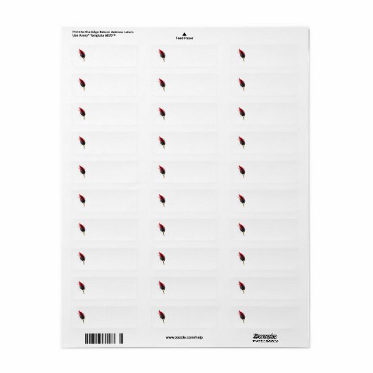 Étiquette Stylo rouge en plumes avec nib or (Feuille entière)
