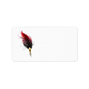 Étiquette Stylo rouge en plumes avec nib or