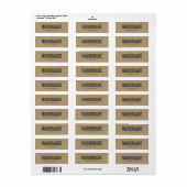 Étiquette Stylo Rustique Bold Faux Kraft fait main (Feuille entière)