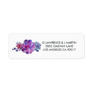 Étiquette Succulents d'aquarelle pourpre