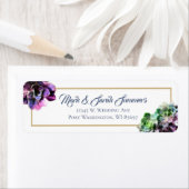 Étiquette Succulents violets avec Mariage de ligne de bronza (En situation)