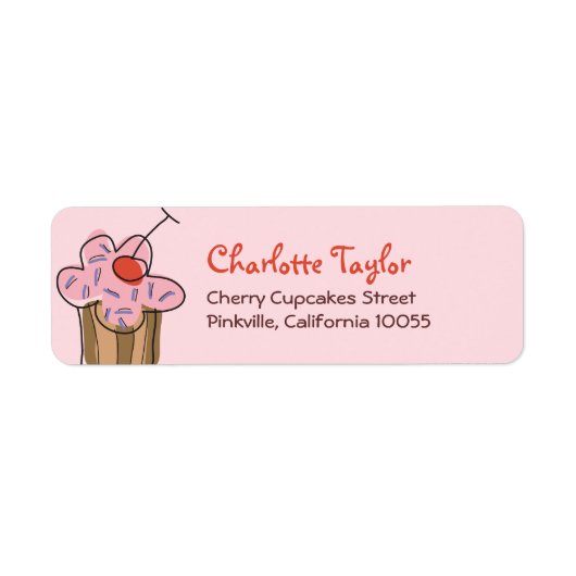 Étiquette Sucré Cupcakes Cerise Pâtisserie Boulangerie Cute (Devant)