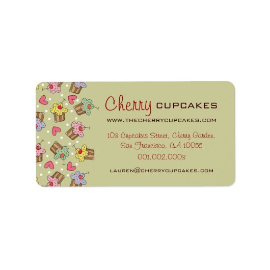 Étiquette Sucré Cupcakes Cerise Pâtisserie Boulangerie Cute (Devant)