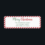 Étiquette Sucre de canne blanc rouge Joyeux Noël rayures<br><div class="desc">Sucre de canne blanc rouge Joyeux Noël rayures</div>