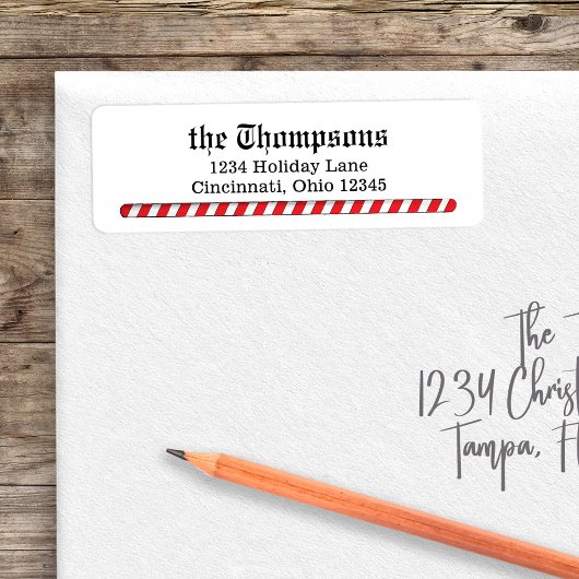 Étiquette Sucre de canne de Noël Whimsical Retourner Adresse