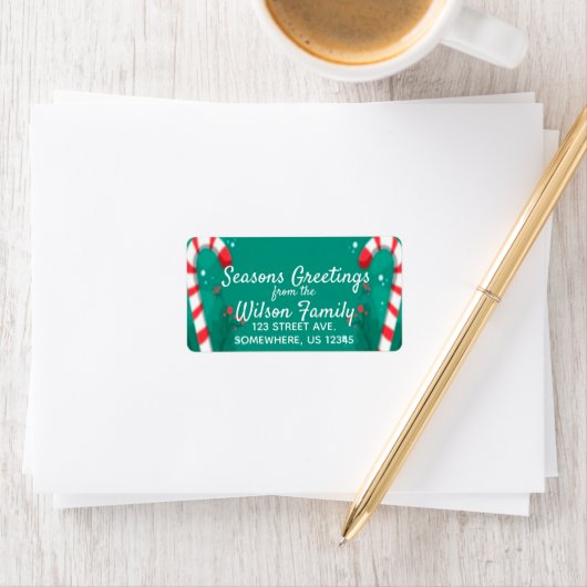 Étiquette Sucre de canne Mint Joyeuses Fêtes de Noël (En situation)