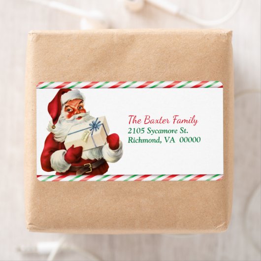 Étiquette Sucre de canne Santa Claus Adresse de retour (En situation)