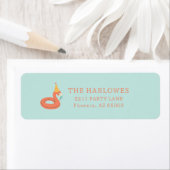 Étiquette summer flamingo float kids birthday pool party (En situation)