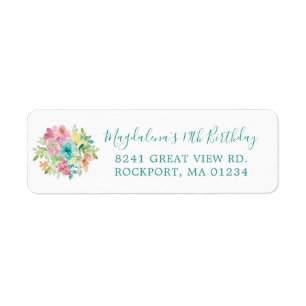 Étiquette Summer Floral 19th Birthday Adresse de retour