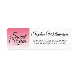 Étiquette Summer Pink Ombre Sweet 16 Anniversaire Adresse de