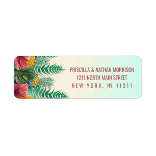 Étiquette Summer Tropical Pineappy Feuille Floral Adresse