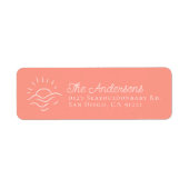 Étiquette Sun on Ocean Waves Pink Return Address (Devant)