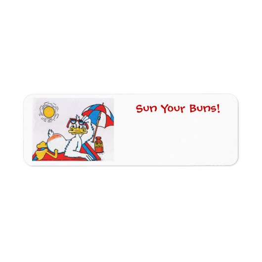 Étiquette Sun Your Buns/Vacation Humour (Devant)