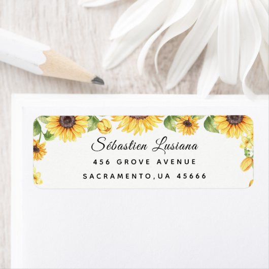 Étiquette Sunflower Baby shower Adresse de retour (En situation)