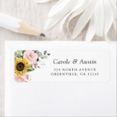 Étiquette Sunflower Blush Rose Floral Adresse de retour Labe (En situation)