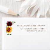 Étiquette Sunflower Bourgogne Red Roses Adresse du Mariage d (En situation)