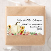 Étiquette Sunflower Bourgogne rose Citrouille d'aquarelle (En situation)