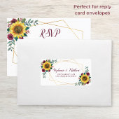 Étiquette Sunflower Bourgogne Rose Géométrique Adresse Or