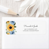 Étiquette Sunflower Dusty Blue Floral Mariage Retour Adresse (En situation)
