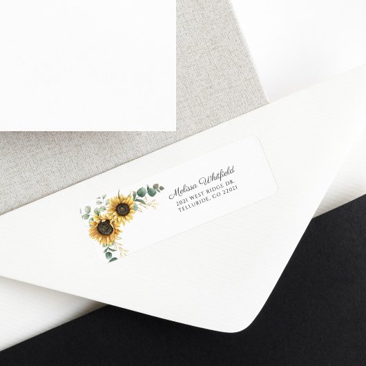 Étiquette Sunflower Eucalyptus Floral Return Address