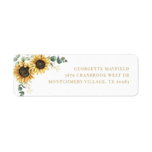 Étiquette Sunflower Eucalyptus Greenery Adresse de retour